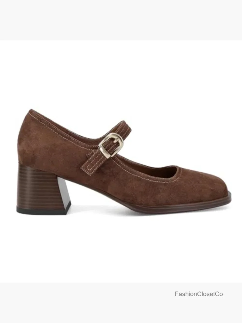 Retro Chunky Heels Square Toe Mary Janes Platform Ankle Buckle Strap Pumps - Picture 4 of 7